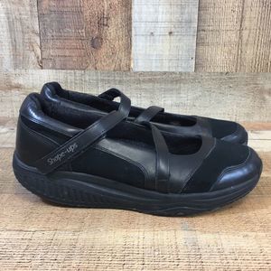 Skechers Shape Ups Mary Jane Womens 11 Black Leather Comfort Walking Shoes